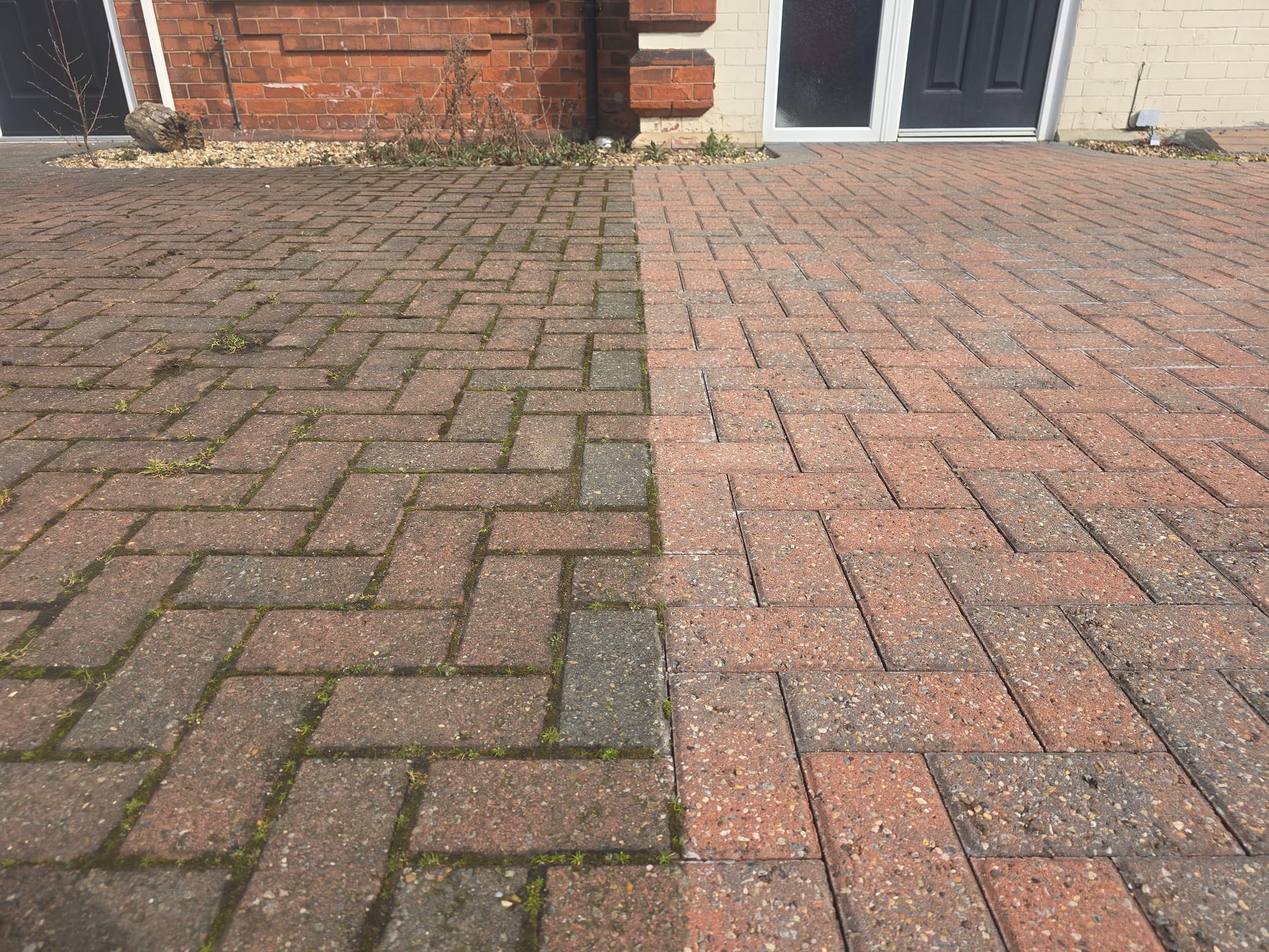 Pressure washing driveway in Grimsby